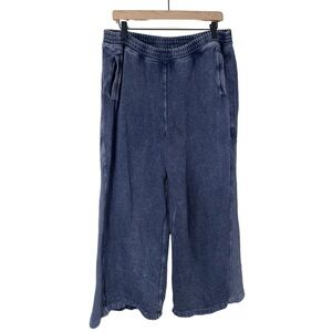 Aerie Blue Size L Short Waffle Knit Wide Leg Sweatpants